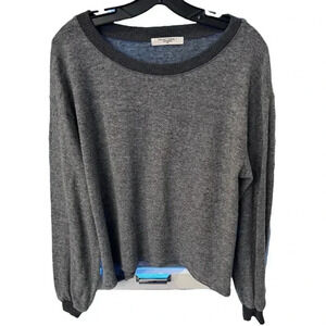 Project Social T Women's Grey Drop Shoulder Scoop Neck Long Sleeve Sweater Sz L